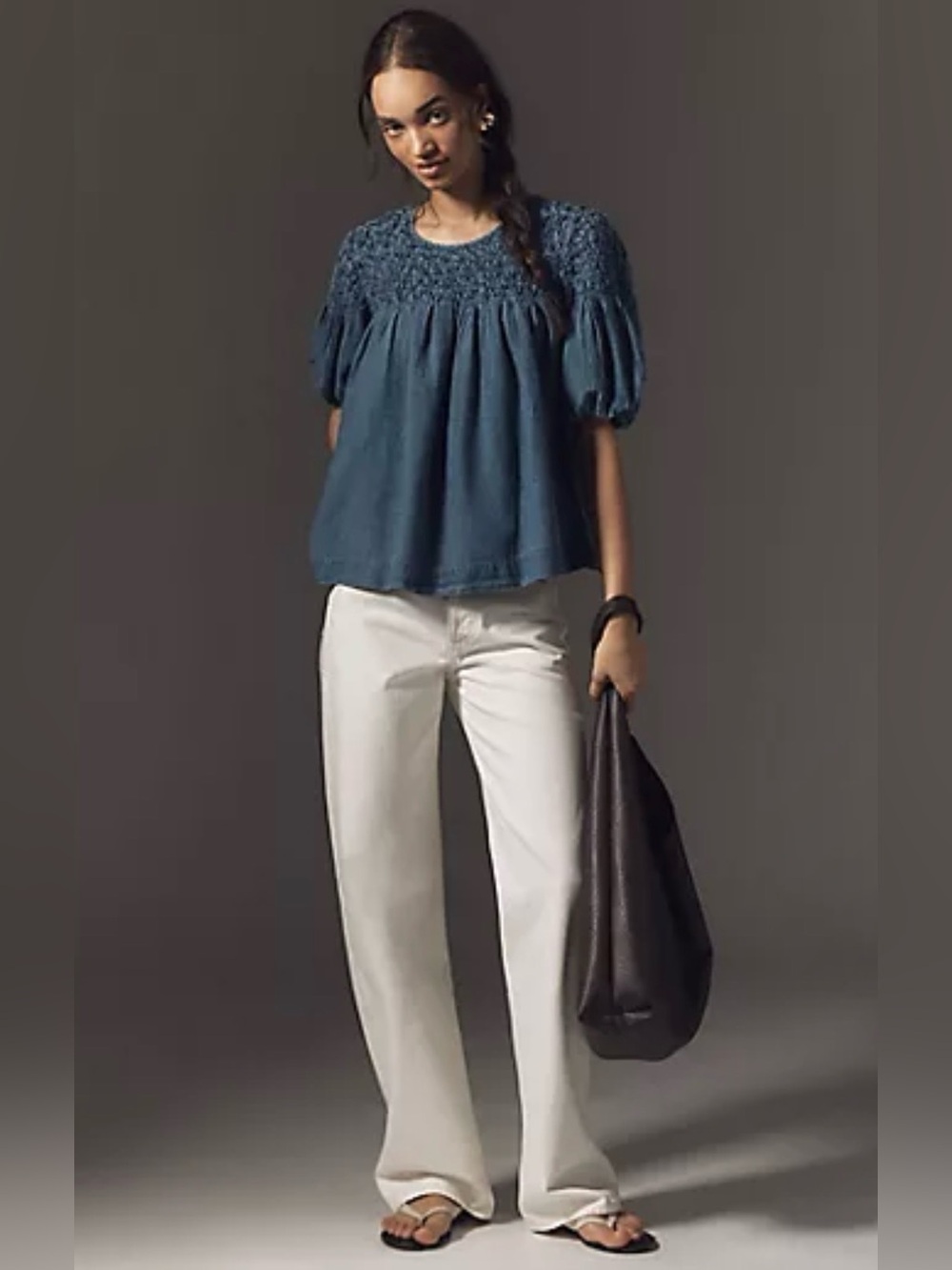 Anthropologie Toit Volant Alex Denim Blue Blouse